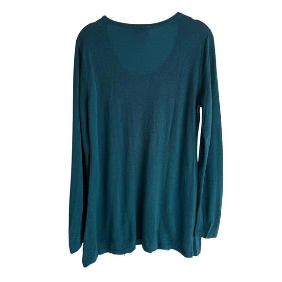 SOFT SURROUNDINGS Teal Long Sleeve‎ Round Neck Ladies Cashmere Blend Tunic, M - Picture 2 of 5